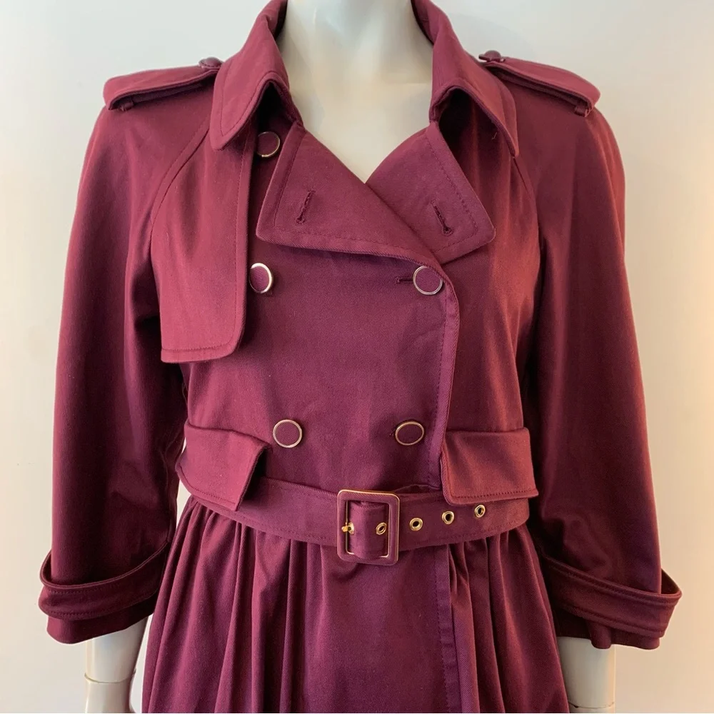 Miu Miu Burgandy Cotton Trench Coat - Picture 3 of 8